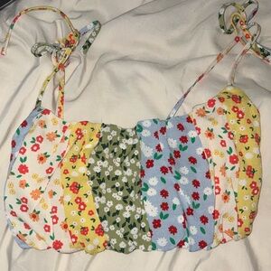 Flower Tank Top Tie Top